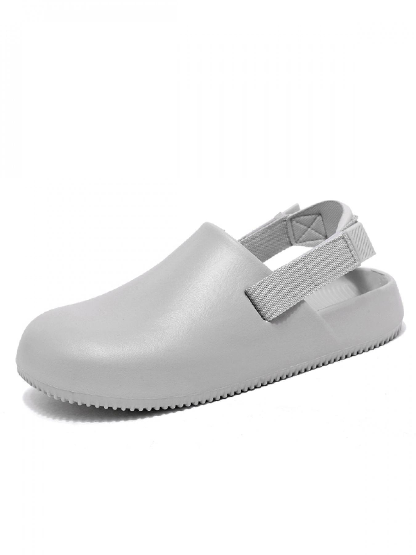 Unisex Gray Strap Toe-Cap Slides: Anti-Slip Thick Sole, Summer Outdoor Beach Shoes