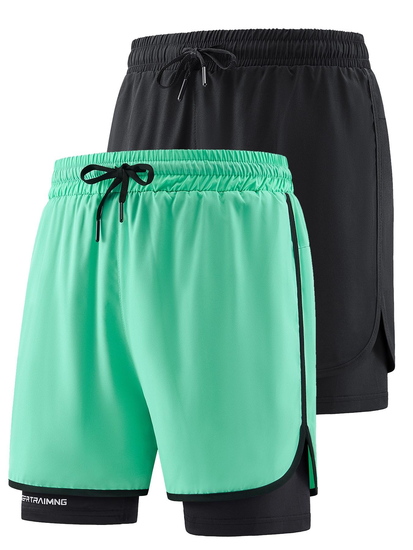 Men's Sporty Loose-Fitting Shorts, Summer New Design, Ideal for Fitness and Marathon Training, Dual-Layer Lining, Pocketed, Elastic Waist