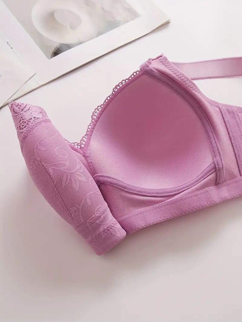 Women's Luxuriously Soft Contrast Lace Push Up Bra Adjustable Straps Breathable All-Day Comfort Underwear Flattering Fit Versatile Seasonless Lingerie Stylish Supportive Bralette 5 PCS Set