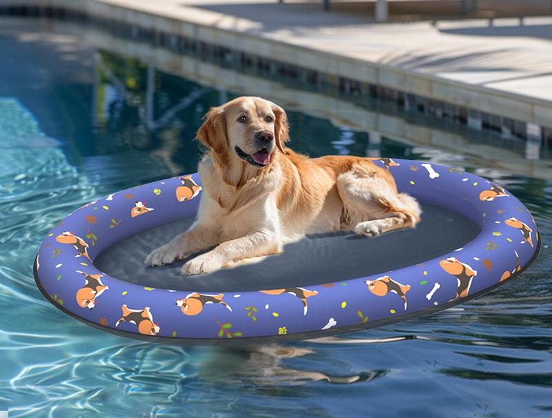 Pet Soft Dog Float Raft - Large Bone-Yellow Inflatable Swimming Float for Summer, Portable Pool Floaters with Sturdy Fabric Covering, Cute Cooling Toys for Small Medium Large Dogs