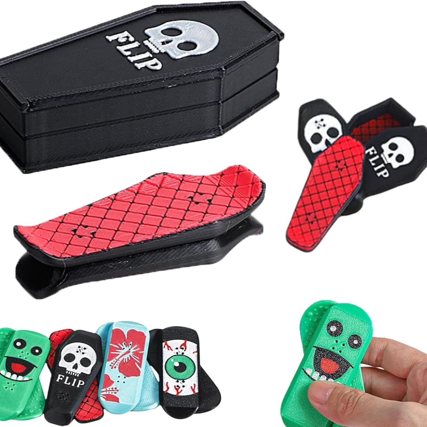 Magnetic Kickflip Fidget Slider Toy for Adults Mini Flip Fingerboard Skateboard with Storage Crat Portable,Office Desk Toys