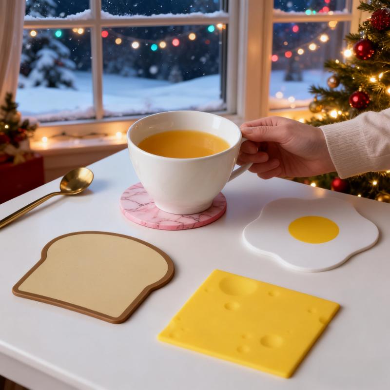 1pc of Silicone Coaster for HCute Food Shapedome Decor, Available in Four Designs: Ham, Cheese, Egg, And Toast Shapes.It Is Non-Slip, Heat-Resistant, And Serves As a Coffee Coaster And Desktop Protector.Easy to Clean by Hand, Perfect for Families, Cafes 1pc of Silicone Coaster for HCute Food Shapedome Decor, Available in Four Designs: Ham, Cheese, Egg, And Toast Shapes.It Is Non-Slip, Heat-Resistant, And Serves As a Coffee Coaster And Desktop Protector.Easy to Clean by Hand, Perfect for Families, Cafes