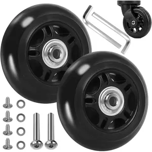 76mm Luggage Wheel Replacement, Suitcase Wheels 76x24mm with 40mm Axle, Inline Skate Wheels Repair Kit with Screws & Wrench for DIY Fix (Not Universal – Please Measure Before Purchase)