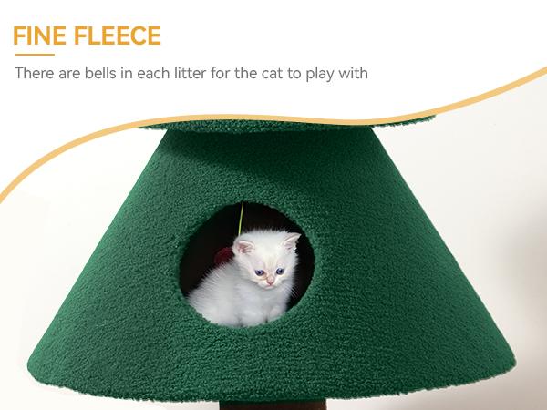 Yitahome 60 inch Cat Tree for Indoor Cats, Tall Cat Tower Furniture with 2 Large Condos, 5ft Christmas Tree Party Decoration with Cat House and Beds