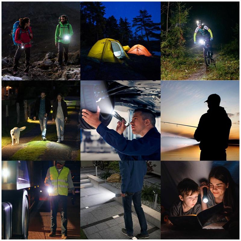 【Valentine's Day gift】 2 PCS Strong Flashlight Set for Lover, Waterproof, Rechargeable, Camping Gadgets, Emergency Red&Blue Alarm Lights Wedding Anniversary for Couple, Anniversary, House Warming Gifts New Home, for Garden, Night Security