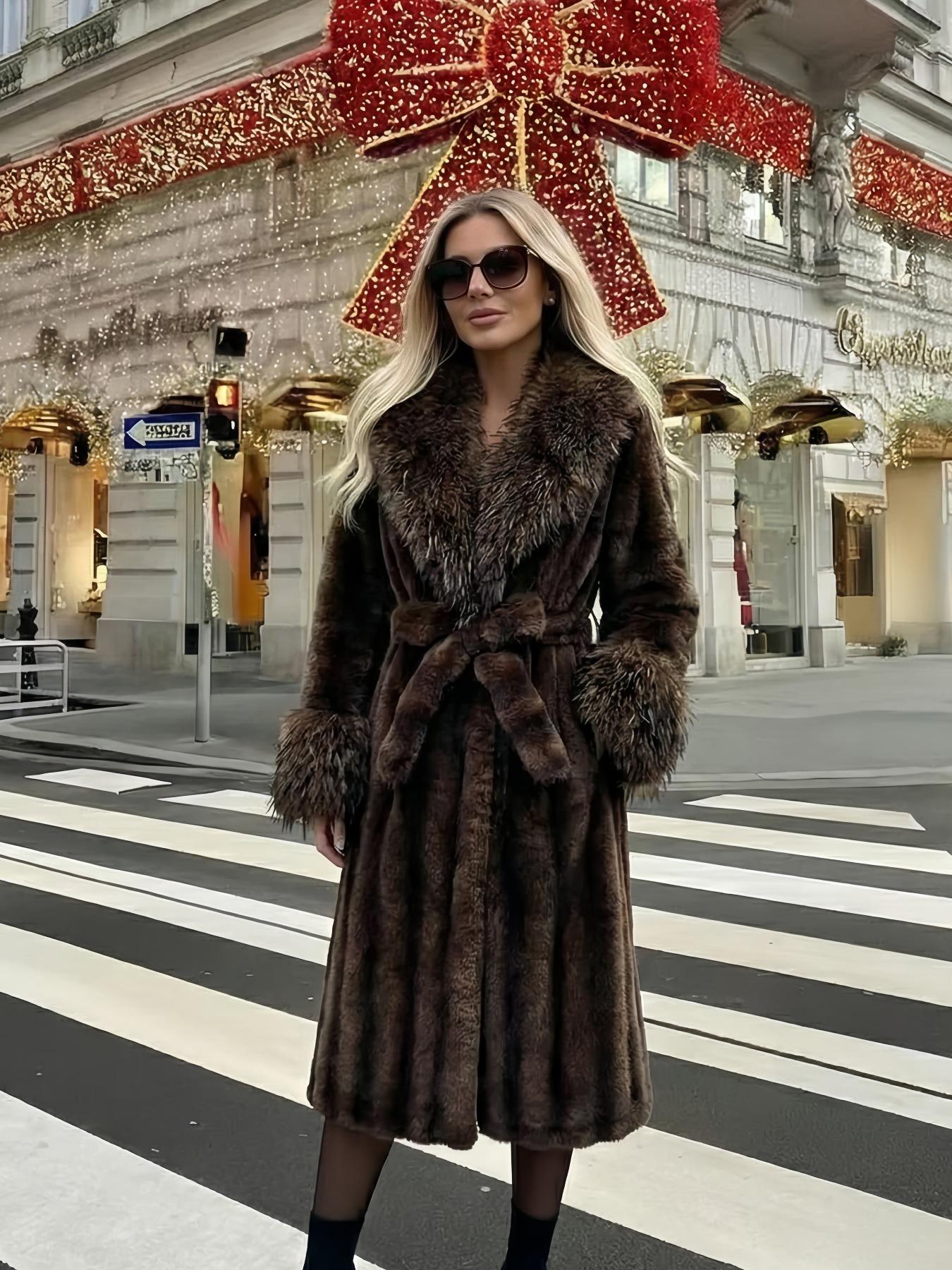 Women's Faux Fur Coat, Long Sleeve Loose Fit Design, Winter Fashionable Outerwear, Warm & Stylish Women's Jacket, Womenswear