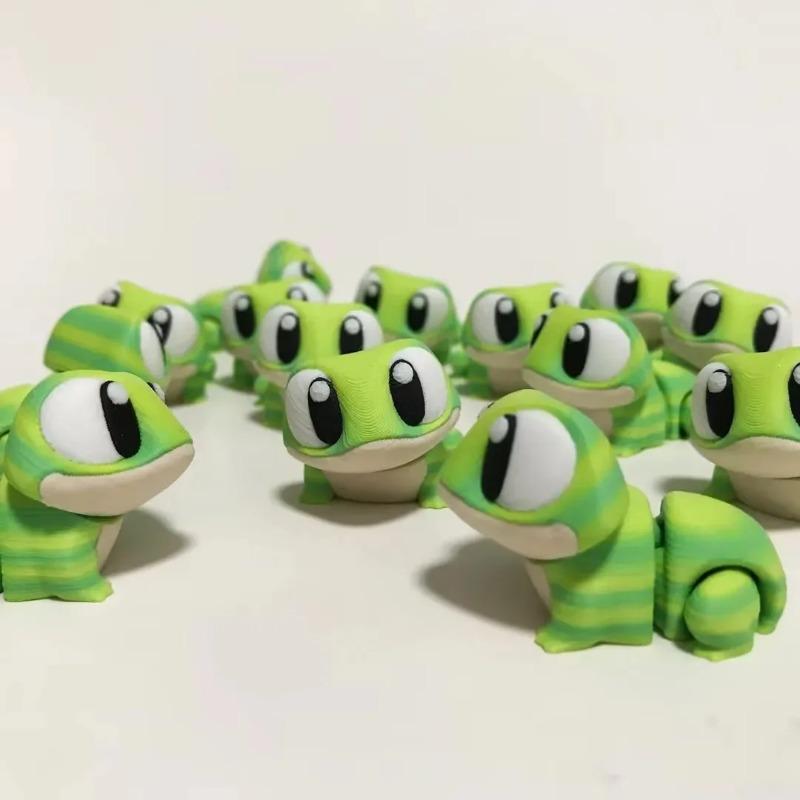 3D Printing Cute Big-eyed Frog Figure Toy Joints Movable Realistic Little Frog Animal Desktop Ornaments Toys for Children Gifts