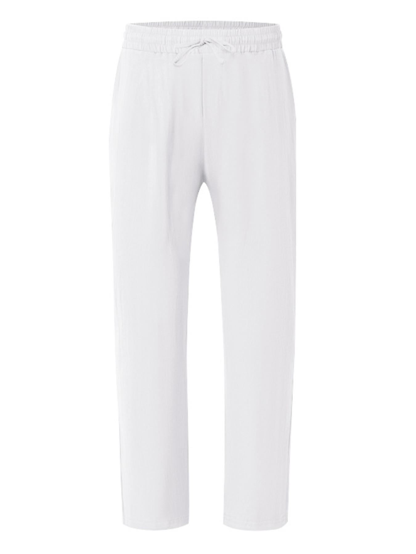 Men's summer linen long pants, in a relaxed and loose fit, suitable for daily wear, with breathable and comfortable fabric, suitable for hot weather, fashionable men's linen beach pants, trendy and simple linen straight-leg pants