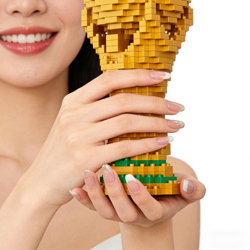 World Cup trophy gift box set for football fans, mini building blocks for children, Children's Day, Christmas and birthday gifts