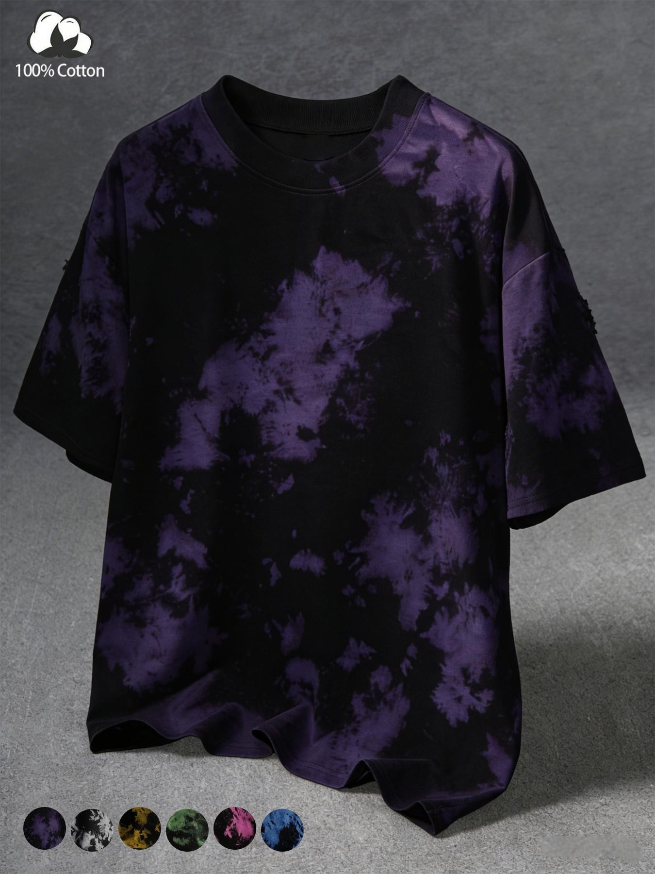 Unisex Vintage Stylish Street Style Tie-Dye Summer Short Sleeve Cotton T-Shirt, Y2K Fashion Streetwear, High Street Culture, Couple's Matching Casual Daily Wear Unisex Vintage Stylish Street Style Tie-Dye Summer Short Sleeve Cotton T-Shirt, Y2K Fashion Streetwear, High Street Culture, Couple's Matching Casual Daily Wear