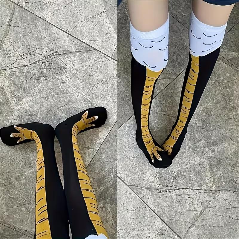 Funny Chicken Leg Socks with Cute Chick and Eggshell Pattern, All-Season Party Wear, Novelty Ankle Warmers, Cartoon Socks