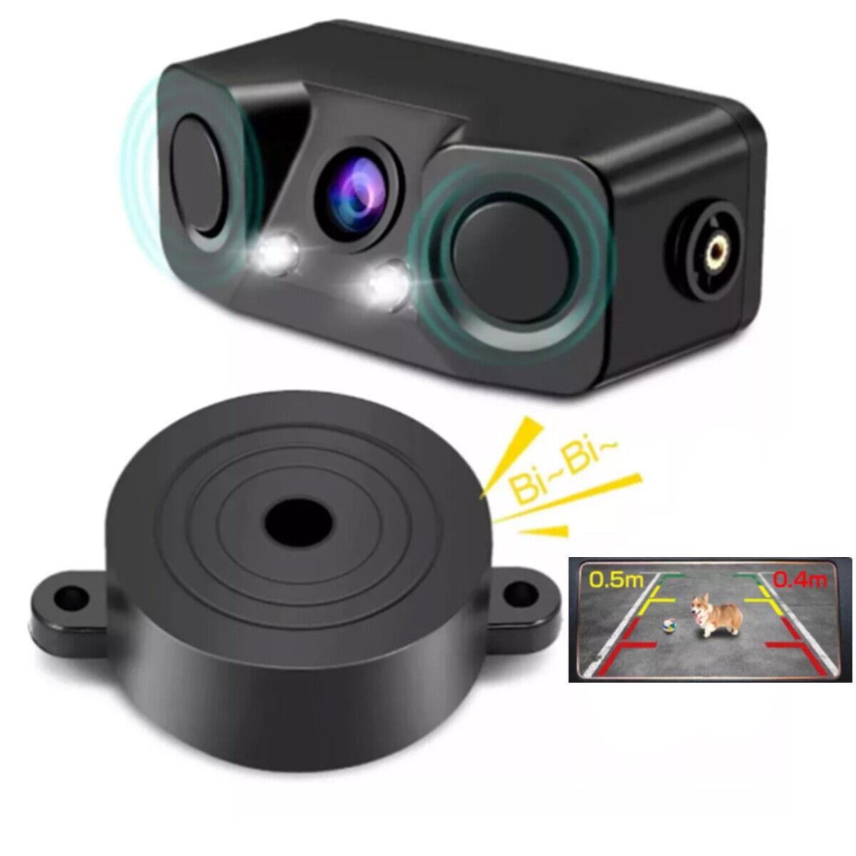 1PC 3 In 1 Car Reverse Backup Radar Rear View Camera W/ 2pcs Parking Radar Sensor