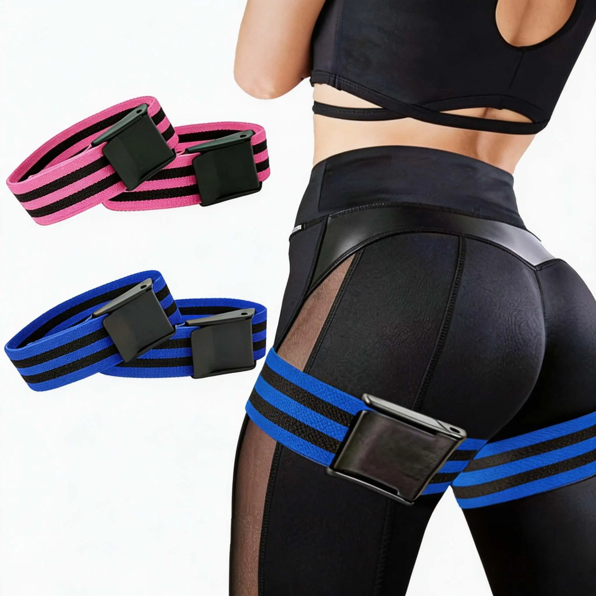 Booty Bands, Blood Flow Restriction Bands for Women/Men, Adjustable BFR Training Bands for Glutes & Hip Building, Occlusion Resistance Bands