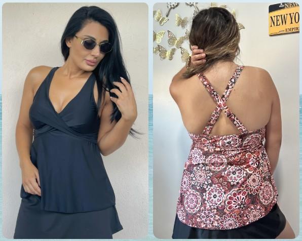 Tempt Me Women Tankini Top Only Flowy Swim Tops V Neck Bathing Suit Top