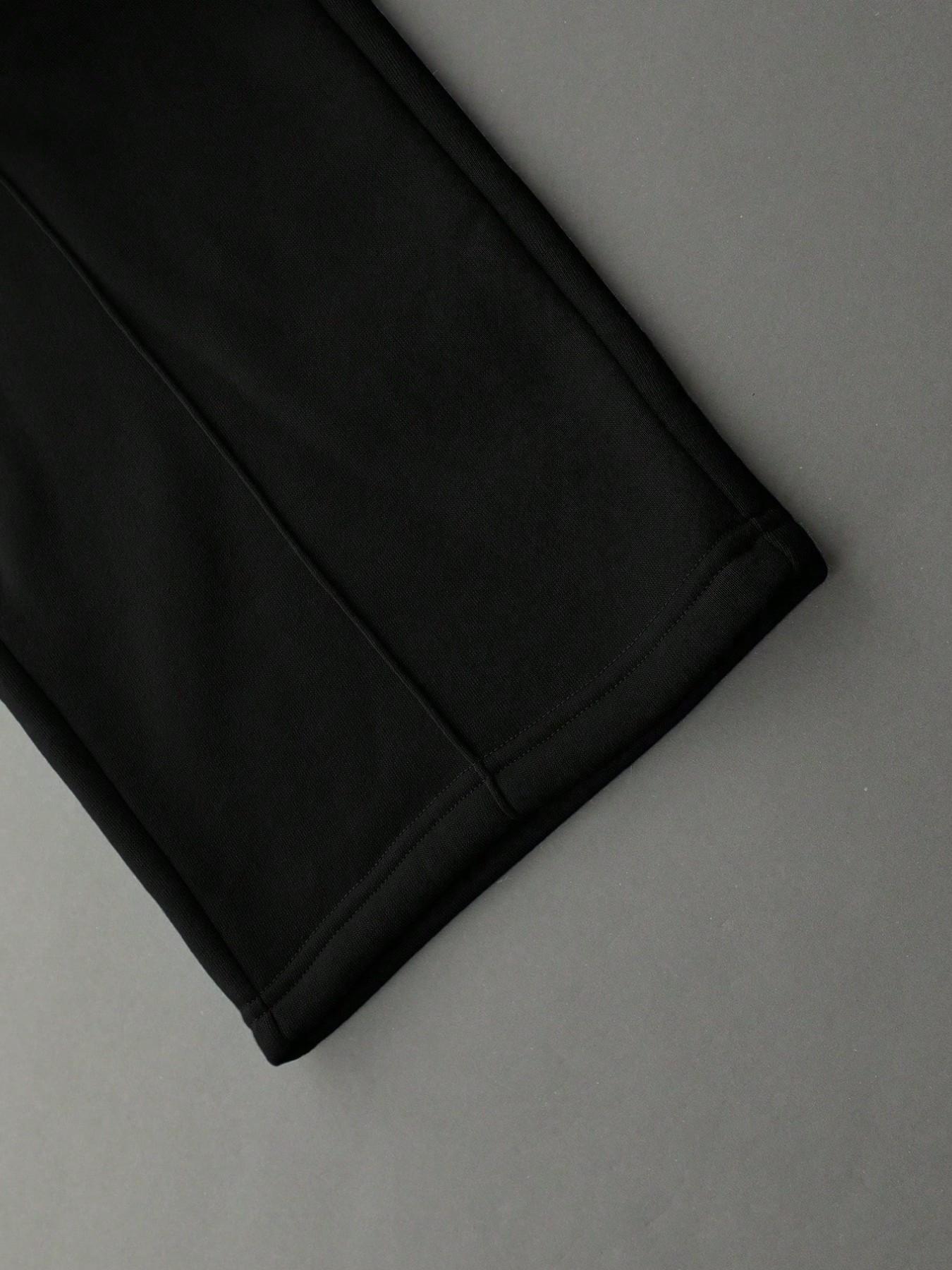 Men's Casual Graphic Print Pants, Fitted Comfortable Sweatpants, Drawstring Wide Leg Fashion, Spring & Fall Wear, Youthful Style