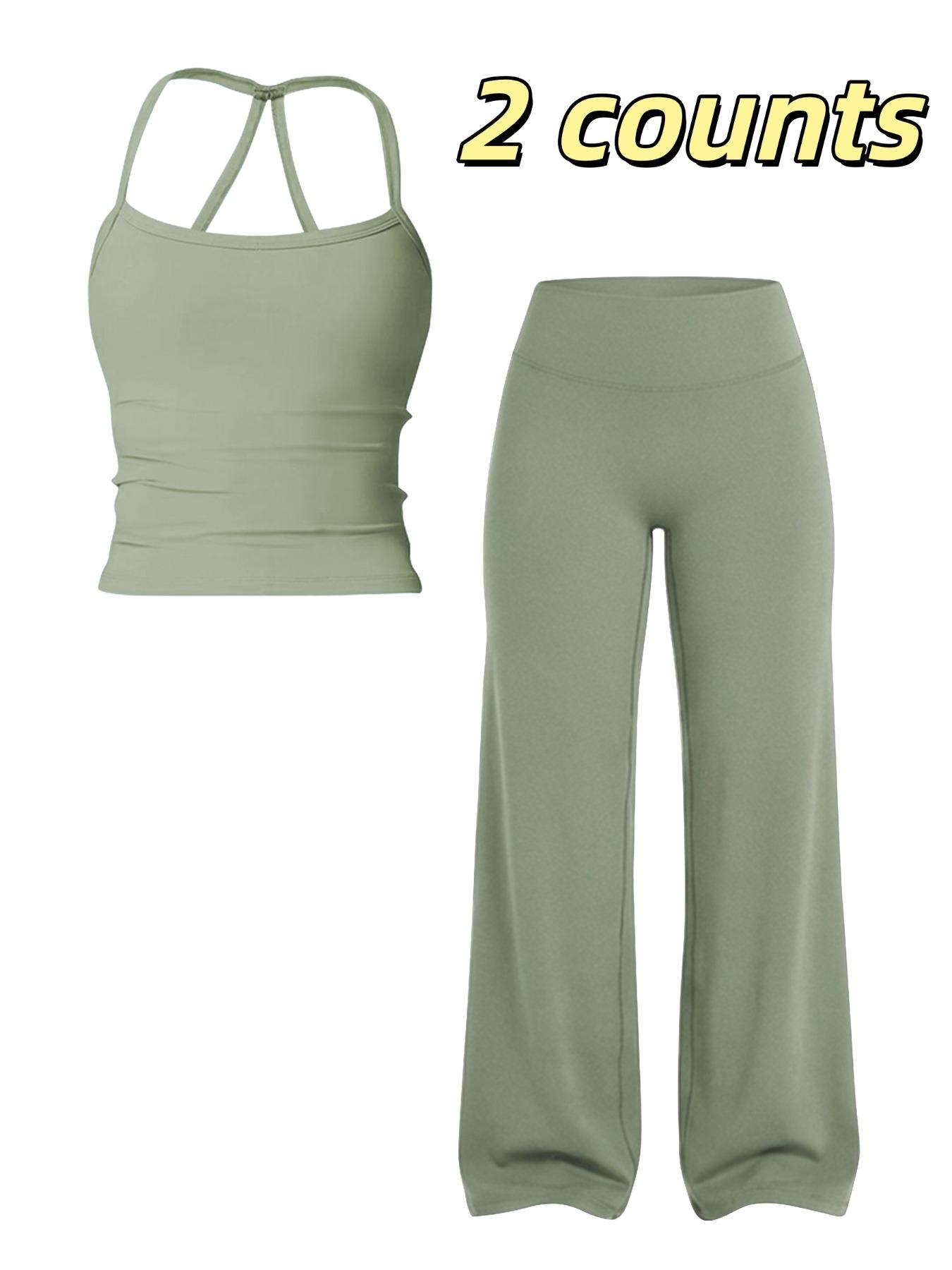 Women's Sportswear Two-Piece Set High-Waisted Straight-Leg Pants Yoga Quick-Dry Tight-Fit Fitness Casual Sports Wear