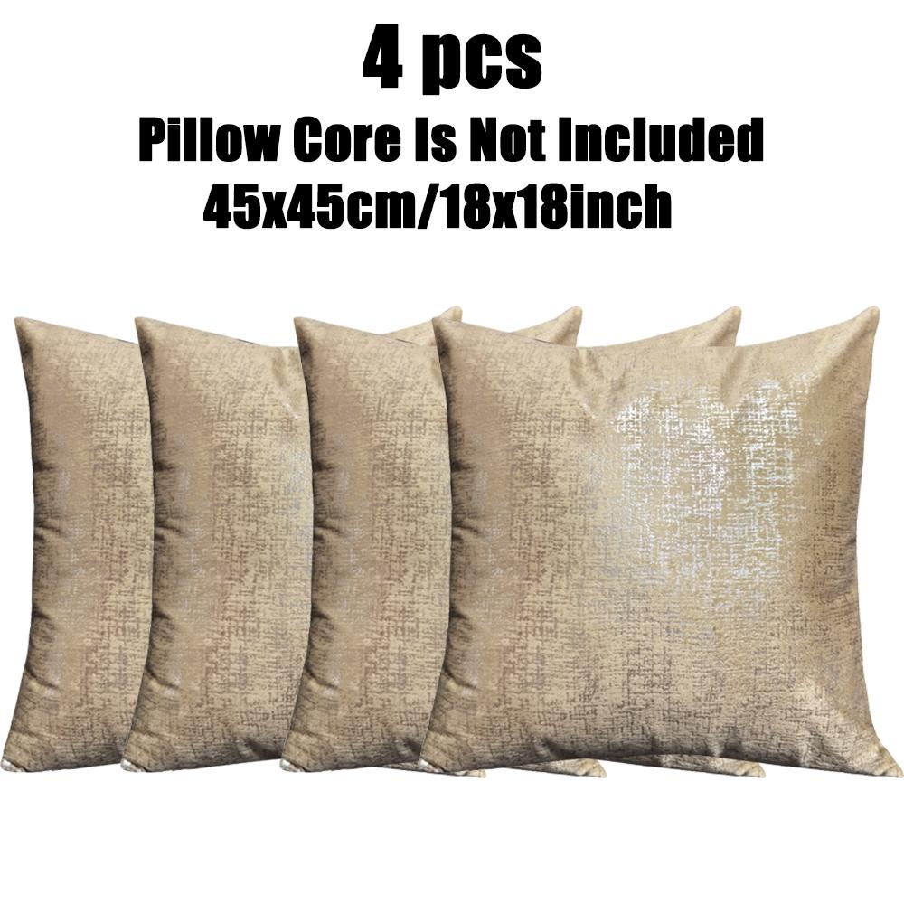 4pcs Pillow Covers Set, Silver Soft Modern Style, Home Sofa Chair Backrest Decorative Cushion Cover
