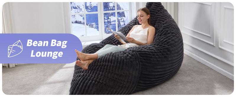 【Hobestluk】3 in 1 Giant Bean Bag Chairs Convertible Bean Bag Floor Cushion with Machine Washable Cover, Beanbag Chairs for Adult - 56"D x 76"W x 7"H,fathersdaygifts