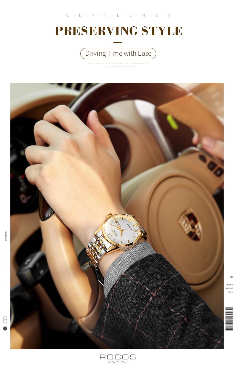 ROCOS Luxury Fully Automatic Mechanical Watch | High-End Stylish Design, Waterproof & Durable, Men's Minimalist Elegance, Showcasing Exceptional Taste