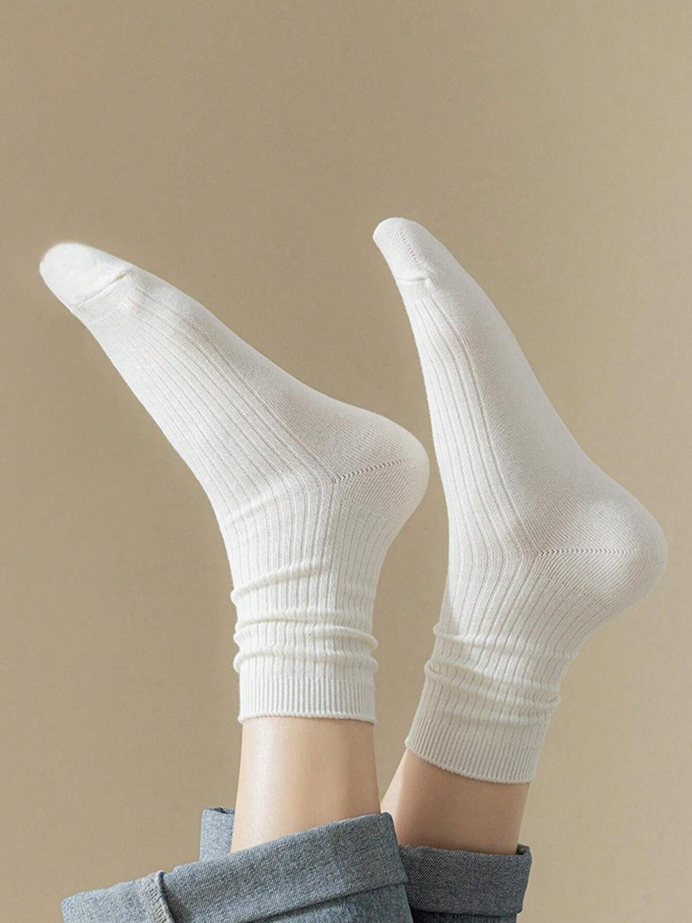 10 Pairs Women's Socks, Japanese Style Crew Socks, Low Top Short Tube Socks, Comfortable Absorbent, Simple Versatile, All Seasons