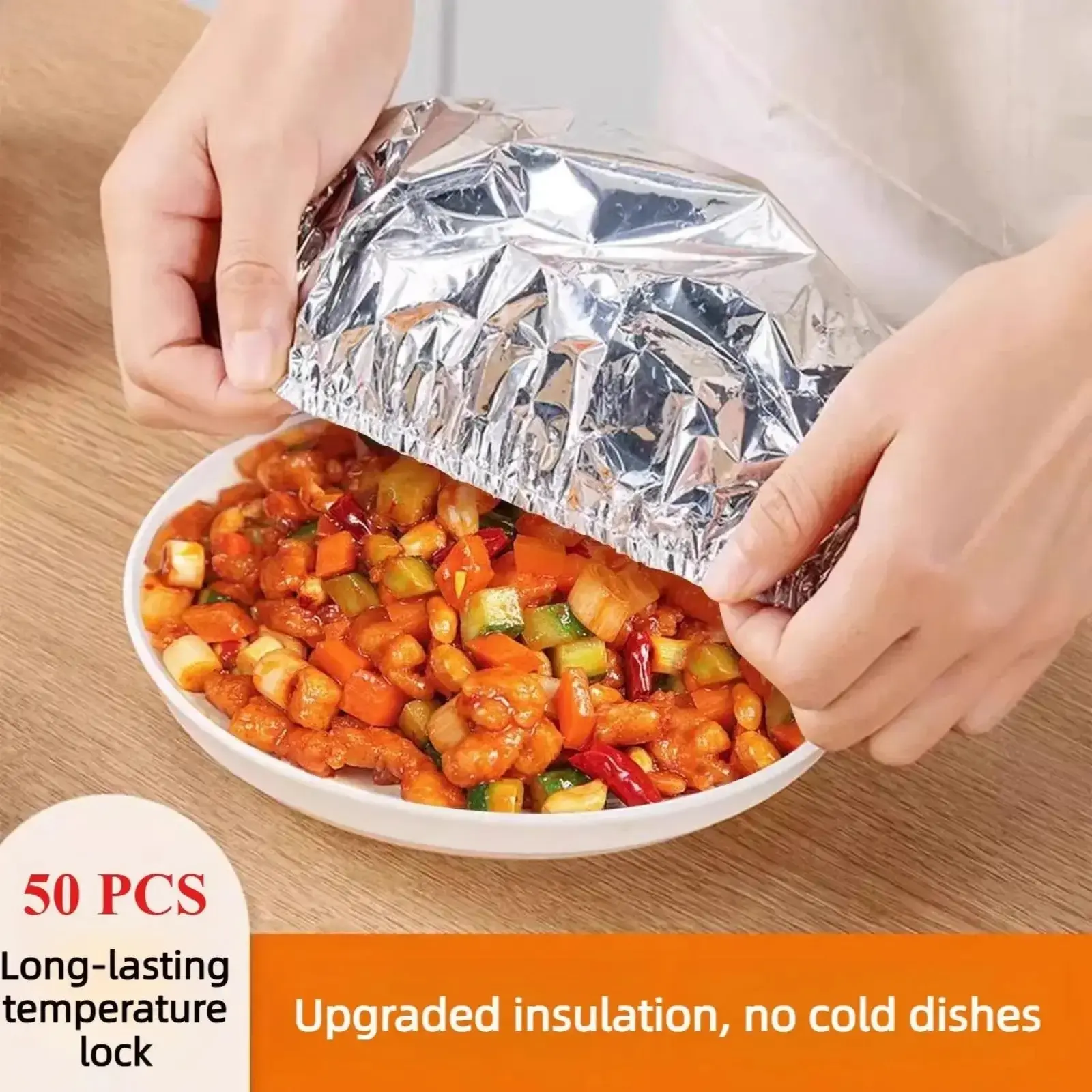 50-Pack Disposable Round Aluminum Foil Bowl Lids, Insulated Heat-Retaining Kitchenware, Soho Chic Home Accessory for Keeping Food Fresh Longer