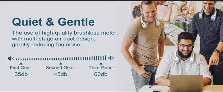 Hands-free neck fan for sports, travel and office use - Rechargeable bladeless cooling technology with up to 8 hours of run time - Wearable headphone design provides cooling for face, neck and shoulders as you move, 2025 New Model, fathersdaygifts Hands-free neck fan for sports, travel and office use - Rechargeable bladeless cooling technology with up to 8 hours of run time - Wearable headphone design provides cooling for face, neck and shoulders as you move, 2025 New Model, fathersdaygifts