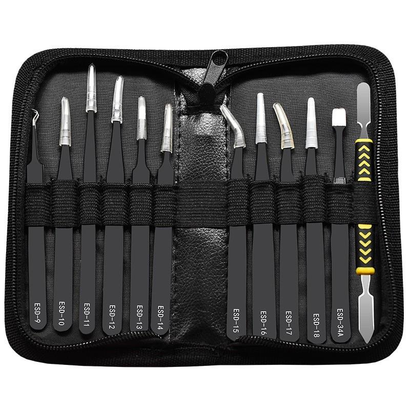 Precision Tweezers Set, Stainless Steel Durable Pointed Bent Slanted Tools, Nail Art Rhinestone Craft DIY Jewelry Holding Tool Kit
