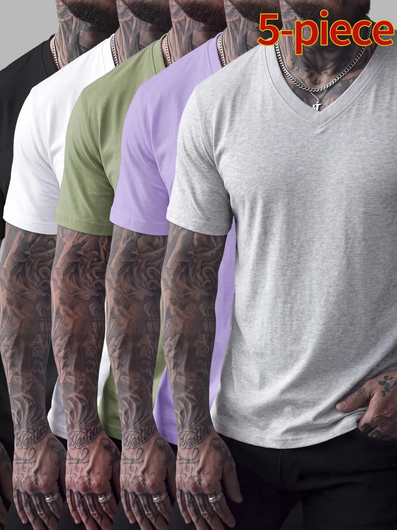Gray + Light Purple + Green + White + Black