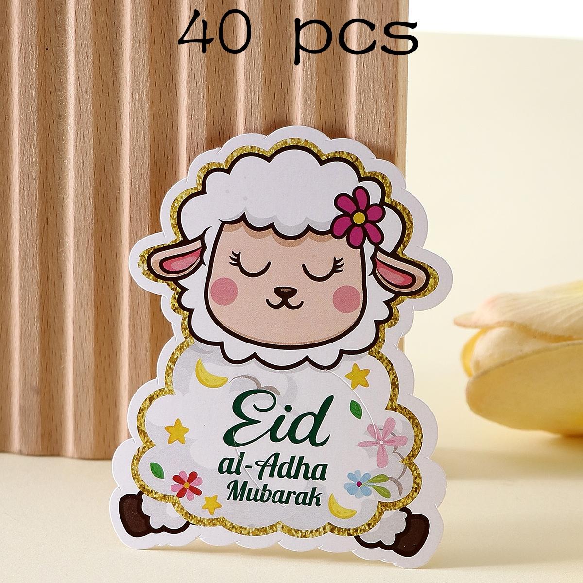 40 Pcs Adorable Cartoon Lamb Lollipop Sticks, Eid Al Adha Party Favors, Gift Decoration, Creative Eid DIY Supplies, Children Holiday Gifts