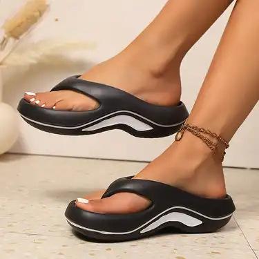 Platform Flip Flops for Women, Arch Support Cushion Thong Sandals, Thick Sole Pillow Slippers, Non-Slip Summer Beach Shoes