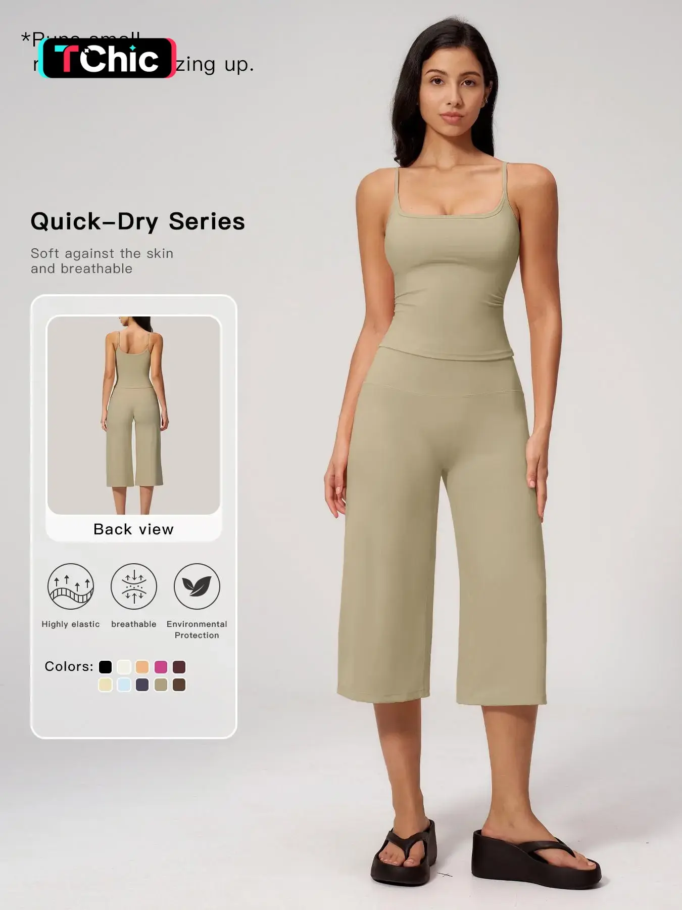 New Yoga Tank Top High Waist Quick-Dry Casual Culottes Capris Pants Running Outdoor Yoga Set for Women, Capris ,Comfortable and Stylish Activewear