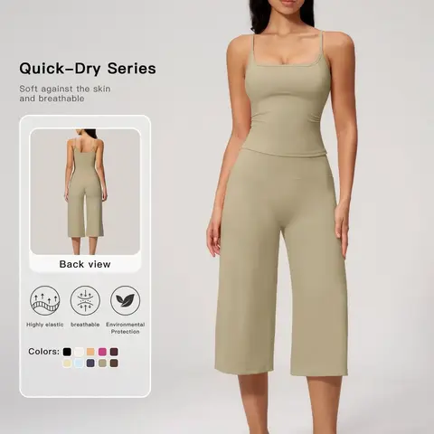 New Yoga Tank Top High Waist Quick-Dry Casual Culottes Capris Pants Running Outdoor Yoga Set for Women, Capris ,Comfortable and Stylish Activewear, Running Workout Suit