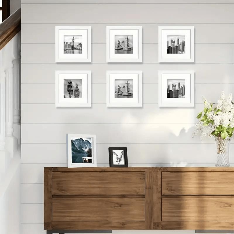 10-piece/5-piece/2-piece square wall-mounted picture frames available in 4x4/6x6/8x8 inches, classic style, Sturdy frame design, hold photos, paintings, sketches and art pieces, Home Decoration, Picture Frame Set