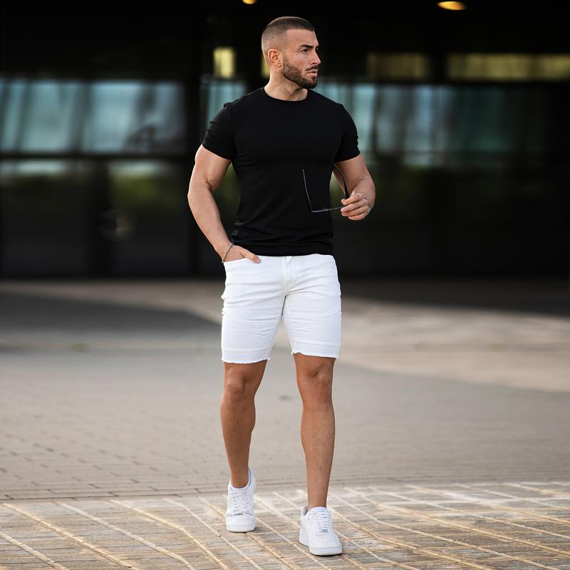 GINGTTO Men's Denim Shorts Slim Fit Stretch Short Jeans Jorts Men Essentials New Shorts