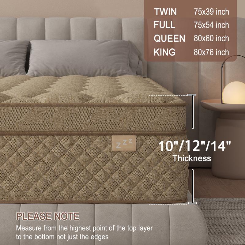 14/12 Inch Twin Full Queen King Size Mattress in a Box,Memory Foam Hybrid Mattress with Individual Pocket Spring for Motion Isolation & Silent Sleep&Lumbar Support & Pressure Relief,Medium Firm
