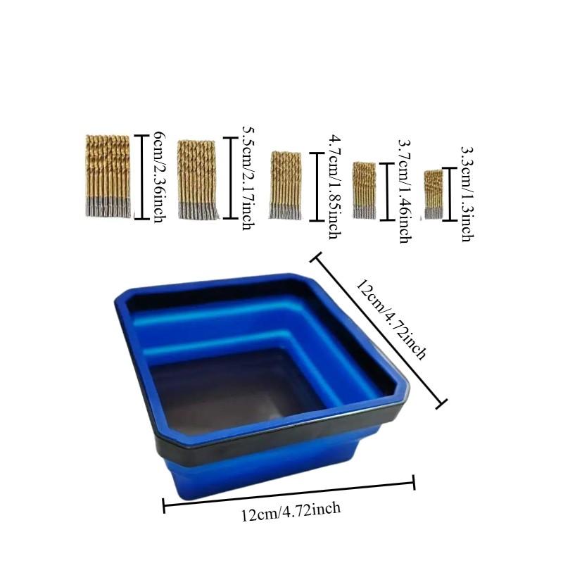 New Colorful Magnetic Silicone Bowl Foldable Dual-Sided Strong Magnet Parts Tray, Industrial Alloy Steel Efficient Chip Removal Multi-Use Drill Bit