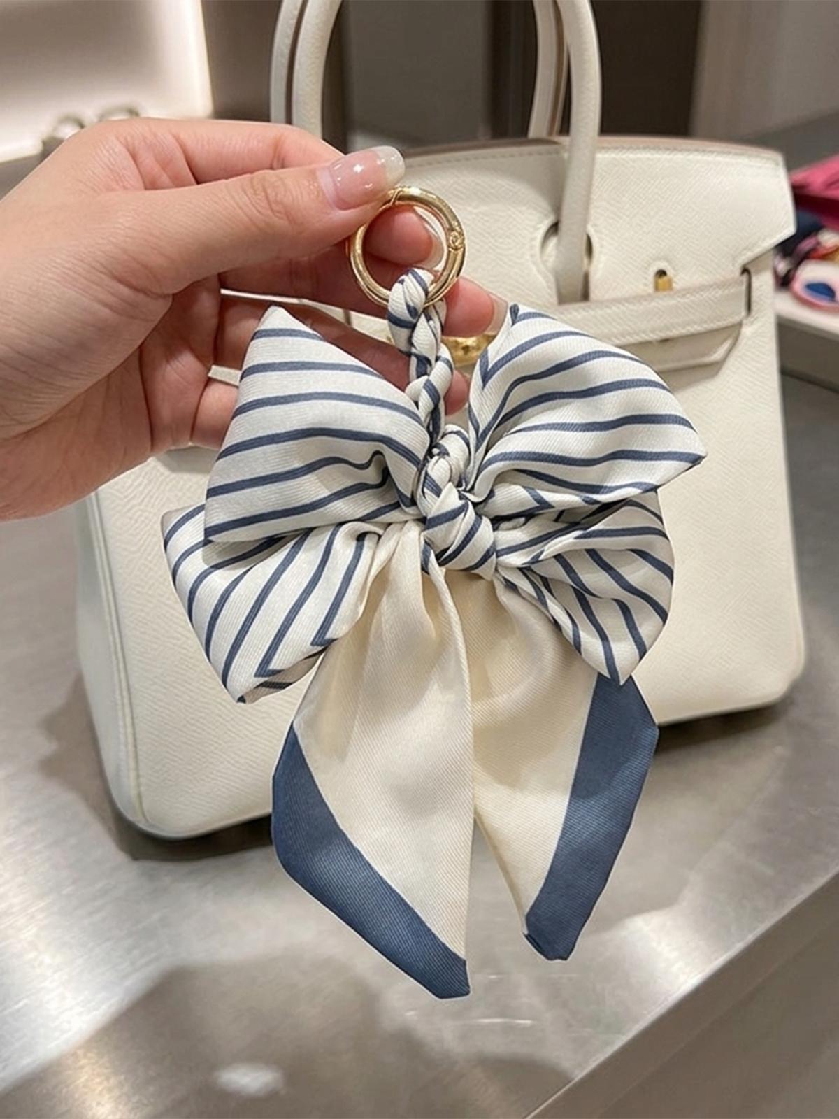 Elegant Silk Scarf Bow Bag Charm, Luxury Handbag Pendant Accessory, Cute Aesthetic Bag Decor, Multi-use Keychain & Phone Charm, Perfect Birthday Christmas Mother's Day Gift for Women Girls, Trendy Bag Accessory for Tote Backpack Handbag