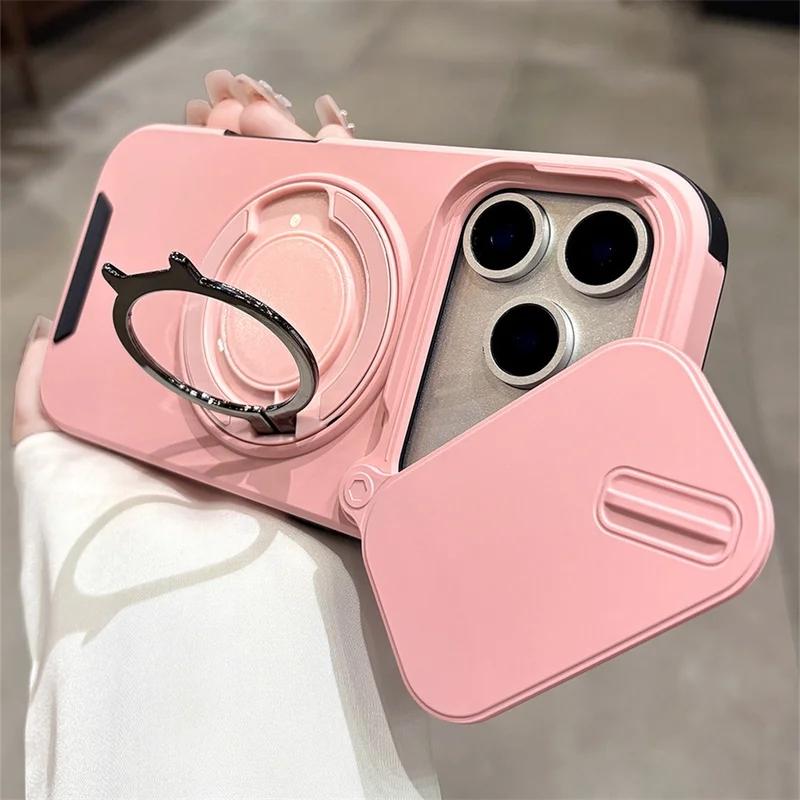 Rotating Flip Full Lens Protection Magnetic Stand Phone Case For iPhone 17 Pro Max 17Pro Air Dual Layer Protection Armor Cover