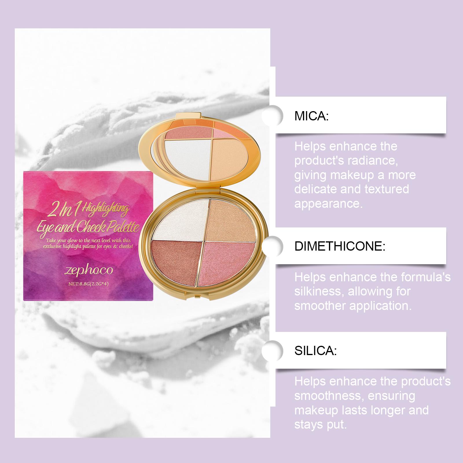 Glow Wardrobe Eye & Cheek Cosmetic Palette - Blendable Eyeshadow, Highlighter, Beauty Products with Included Brush