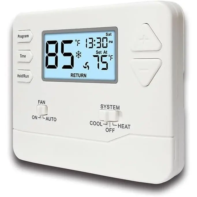 Programmable Thermostat for ,Conventional Single-Stage Systems,5-1-1 Day Programmable Digital Energy-Saving Thermostat,up to 1 Heat/1 Cool Compatible with Gas System,White Backlight