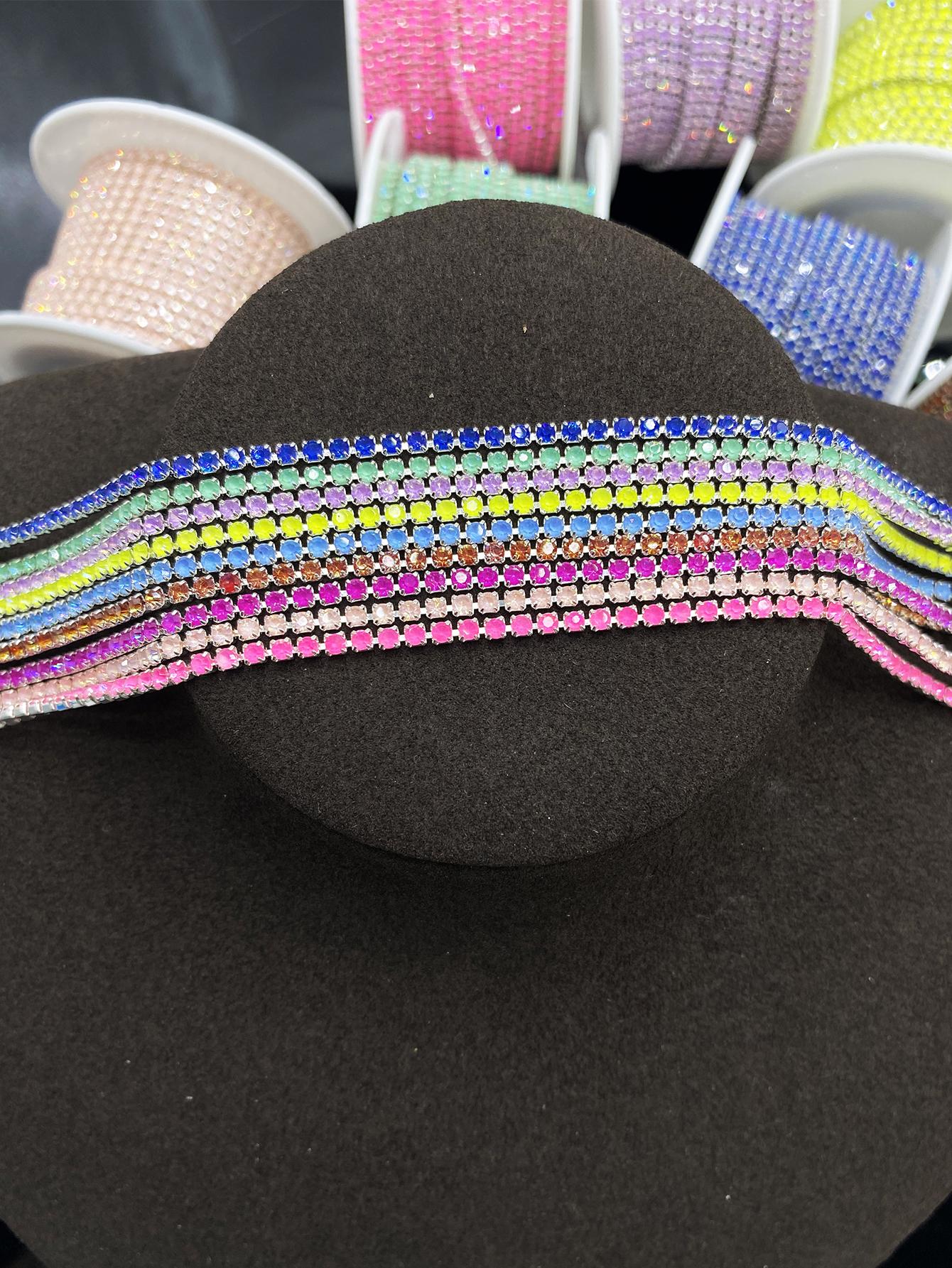 2m Long 9 Color Rhinestone Chain for DIY Sewing, Fashion Accessories for Clothing Shoes Hats Bags, Elegant Embellishment Trim