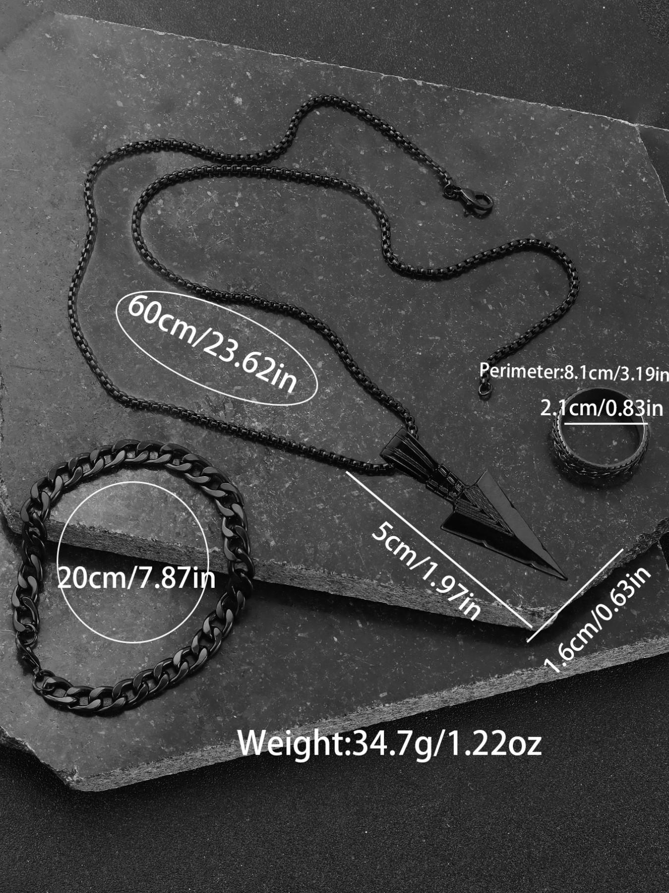 4pcs Men's Fashion Elegant Watch Set, Stainless Steel Quartz Wristwatch, Includes Bracelet, Necklace, Ring, Ideal Gift for Business or Casual Wear