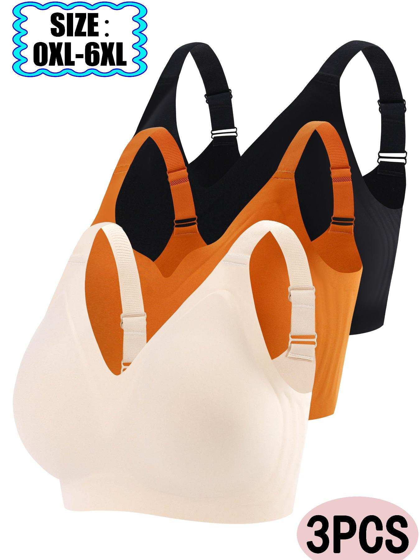 【Plus Size】 Solid Color Wireless Bra, Strappy Bra, Adjustable Strap Push Up Bra, Soft Comfy Breathable Lingerie for Daily Wear