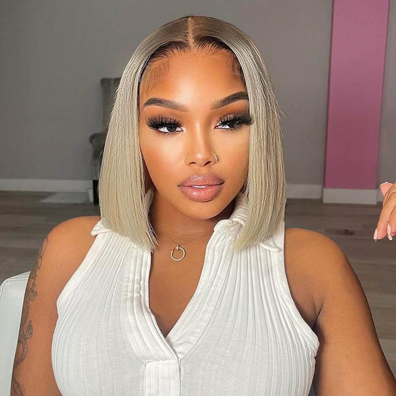 Rina Milk Tea Ash Blonde Lace Front Wig Human Hair 200% Density Pure Luxury Virgin Human Hair Wig Body Wave 13x4 HD Lace Upgrades Ash Blonde Colored Wig with Natural Hairline for Women