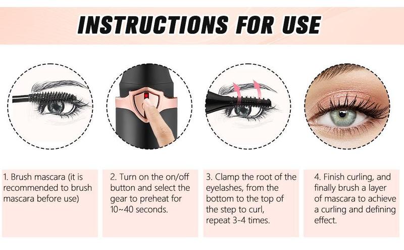 Heated Eyelash Curler, Electric Eyelash Curler Rechargeable, Portable Eyelash Curler, Mini USB Eye Lash, Quick Curling Long-Lasting, ABS Makeup Tools Gift for Women Girls