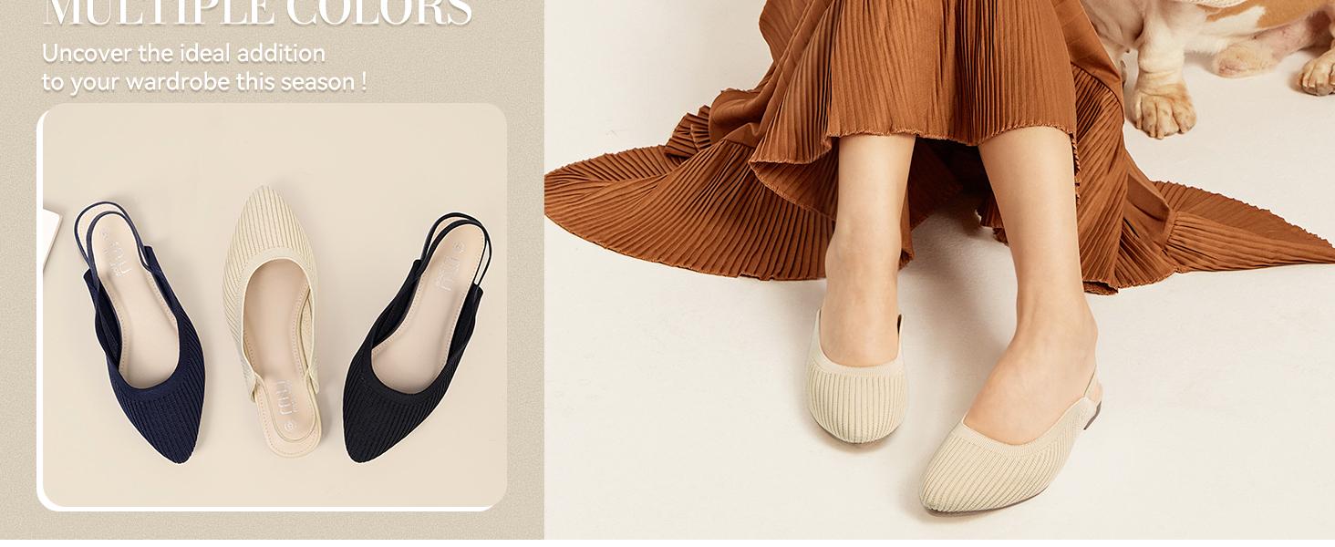 MUSSHOE Pointed Toe Slingback Flats for Women Comfortable and Chic SpringStatements