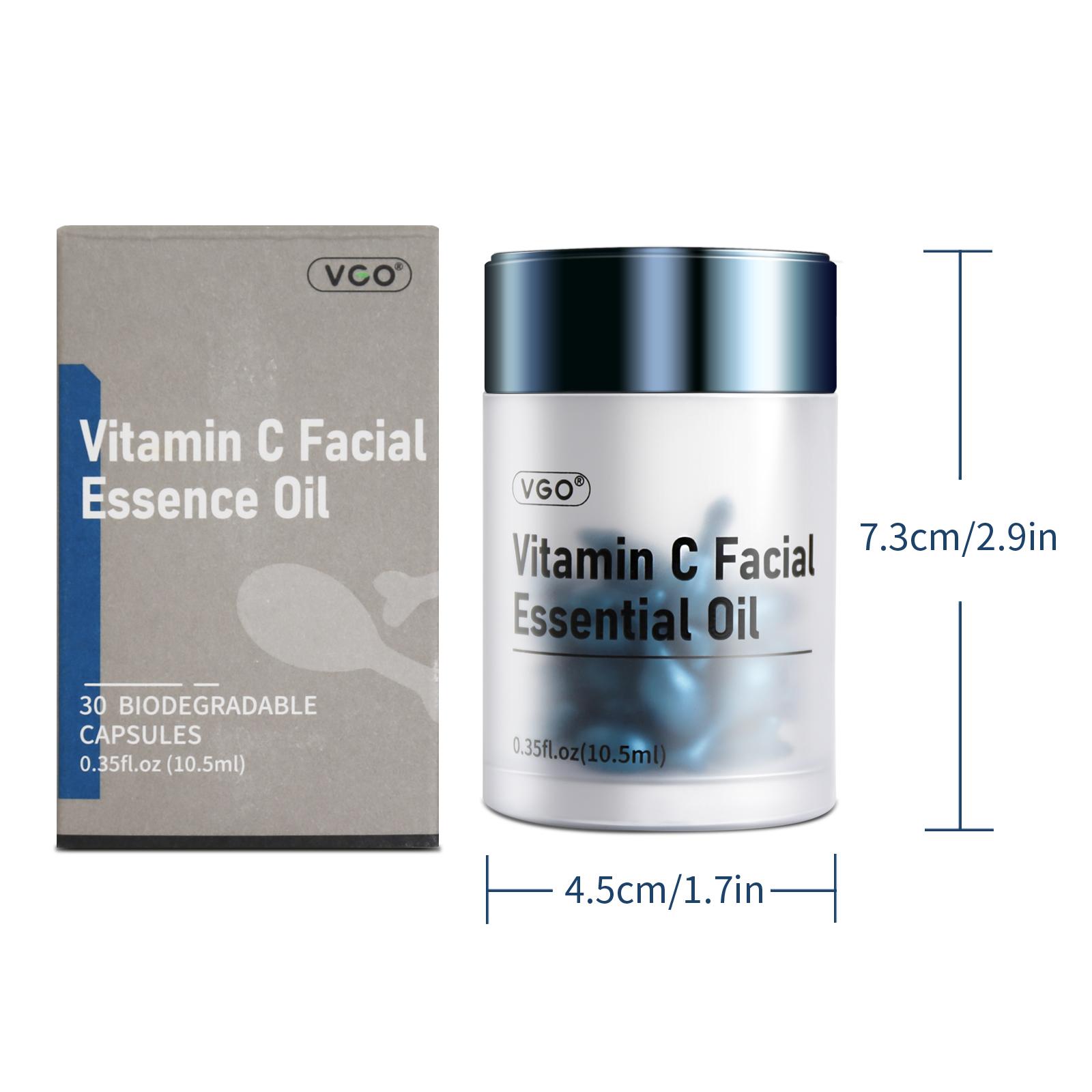 VGO Vitamin E and C Facial Oil Blend with 10 Essential Oils in Capsules, For Hydrated & Radiant Skin, 30 Count Serums Skincare Comfort vitamin c serum salicylicacidserum Lymphatic Contour Brush Turmeric Cleansing Set stamp roller compact