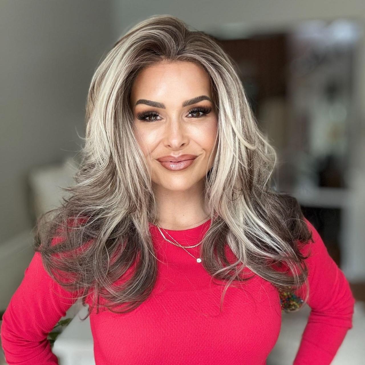 A50 by AISOM Ash Platinum Layered Straight 18“ Highlight Wig Mixed Brown and Blonde Color 13*4 Lace Front Wigs for Women Synthetic Wig A50 by AISOM Ash Platinum Layered Straight 18“ Highlight Wig Mixed Brown and Blonde Color 13*4 Lace Front Wigs for Women Synthetic Wig