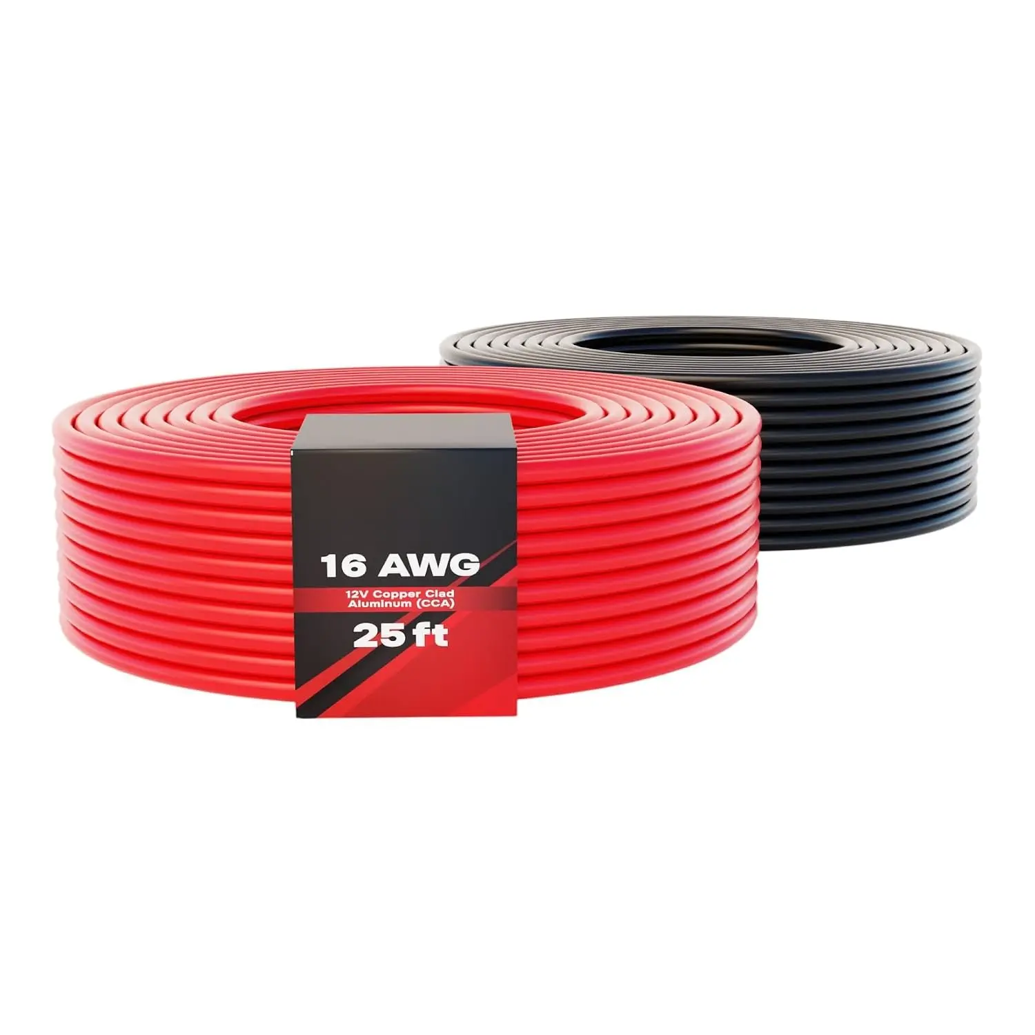 50ft CCA 16 Gauge Wire Automotive, 25ft Red & 25ft Black, 16 AWG 12v, Speaker Electrical Wire Low  Primary for  Stereo Audio Video  Harness Hookup Wiring DIY