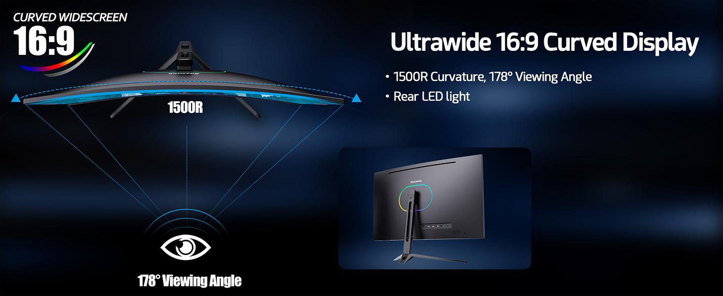 27 Inch Curved Monitor 2K 165Hz 1500R, QHD 2560*1440p Gaming Computer Monitor, 16:9 HDMI Display, 1ms(MPRT), FreeSync, 99% sRGB, Eye Care HDR PC Screen Built-in Speakers, VESA, Tilt Adjustable, Black gaming monitor 27 Inch Curved Monitor 2K 165Hz 1500R, QHD 2560*1440p Gaming Computer Monitor, 16:9 HDMI Display, 1ms(MPRT), FreeSync, 99% sRGB, Eye Care HDR PC Screen Built-in Speakers, VESA, Tilt Adjustable, Black gaming monitor
